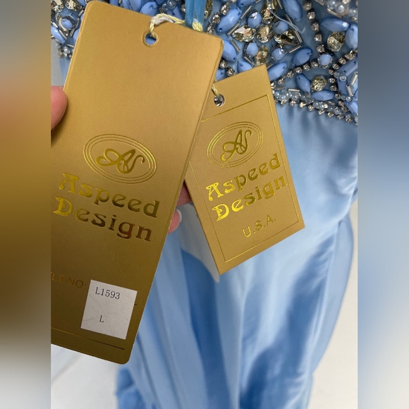 NWT Aspeed Halter Gown Size Large Perry Blue - Picture 5 of 8